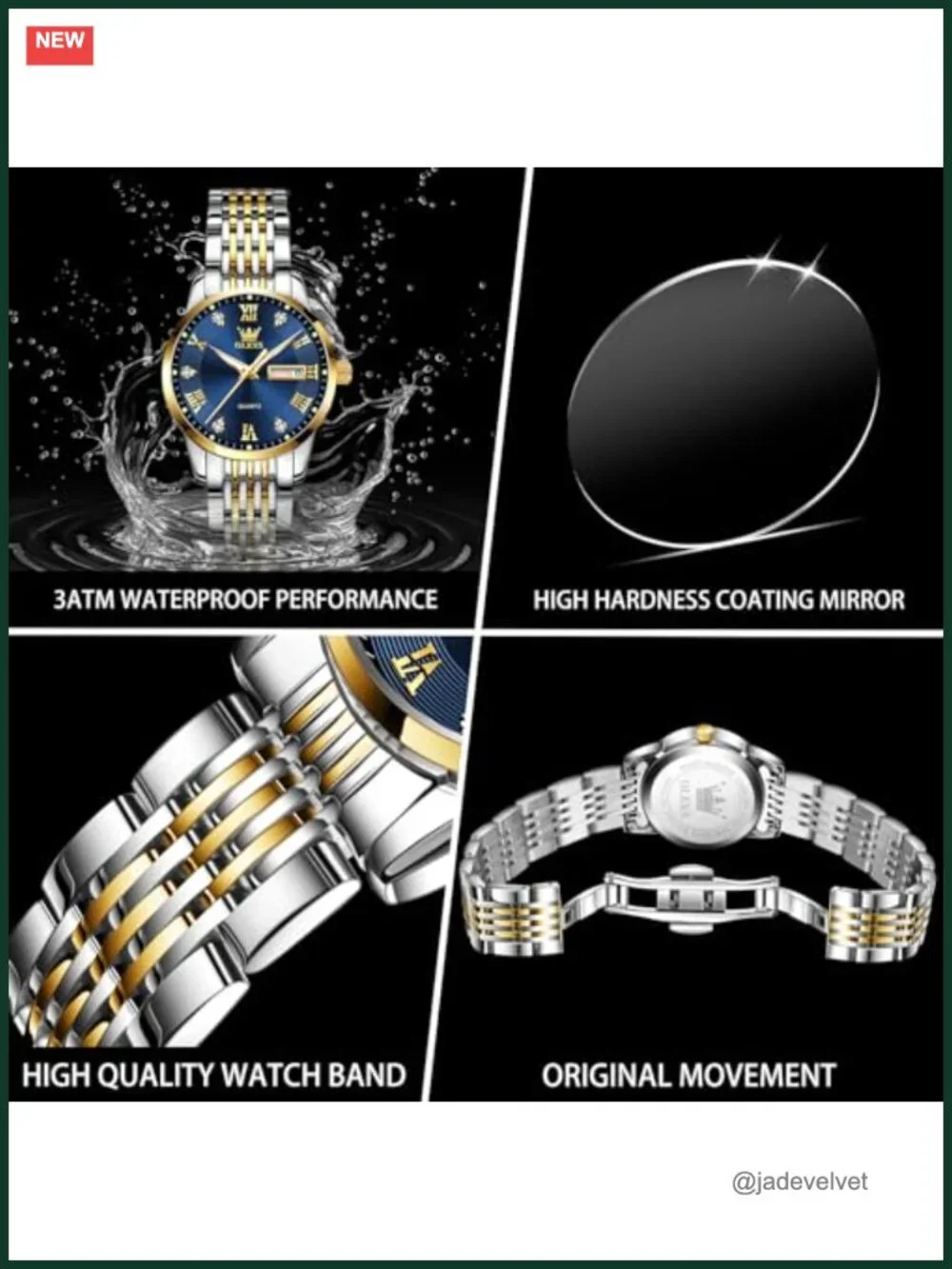 Luxury Women's Watch Stainless Steel Quartz Roman Numerals Analog Date